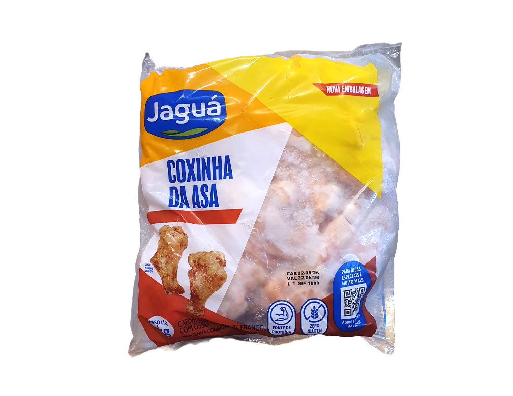 COXINHAS DAS ASAS DE FRANGO CONGELADAS JAGUÁ 1 KG (CX 20 PCT)